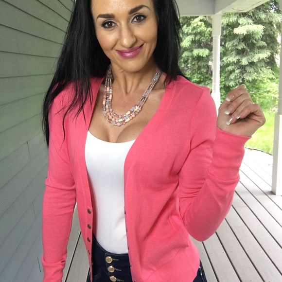 NEW cozy Light pink brass snap cardigan - Picture 2 of 8